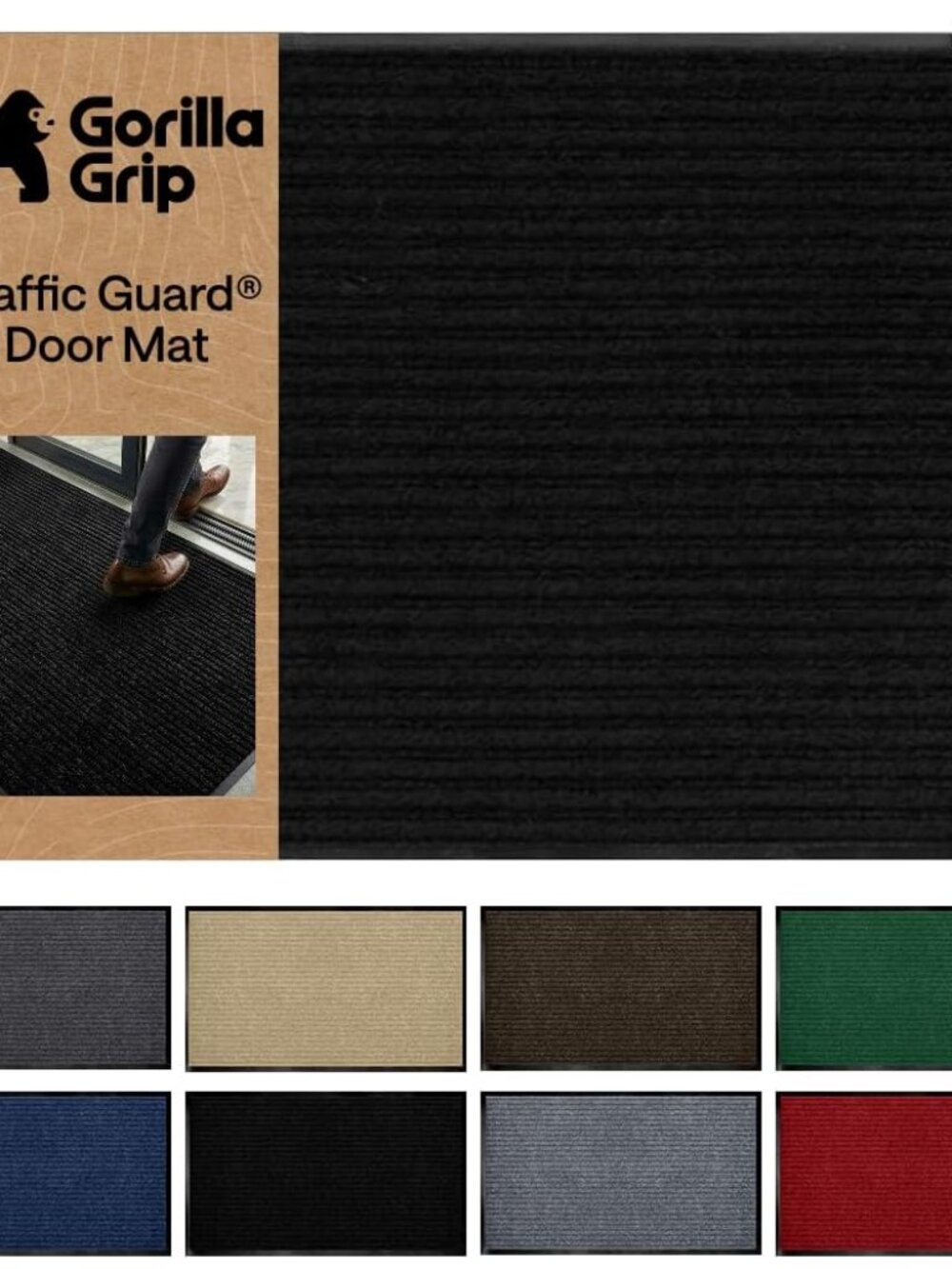 Traffic Guard Indoor Outdoor Heavy Duty Door Mat, 35x23 Black